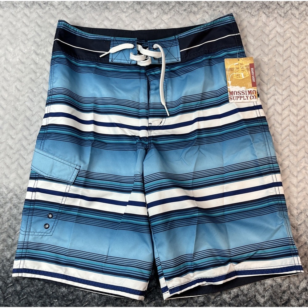 Mossimo Supply Co Board Shorts Mens 32 Blue Stripe Deadstock 2010 NWT
